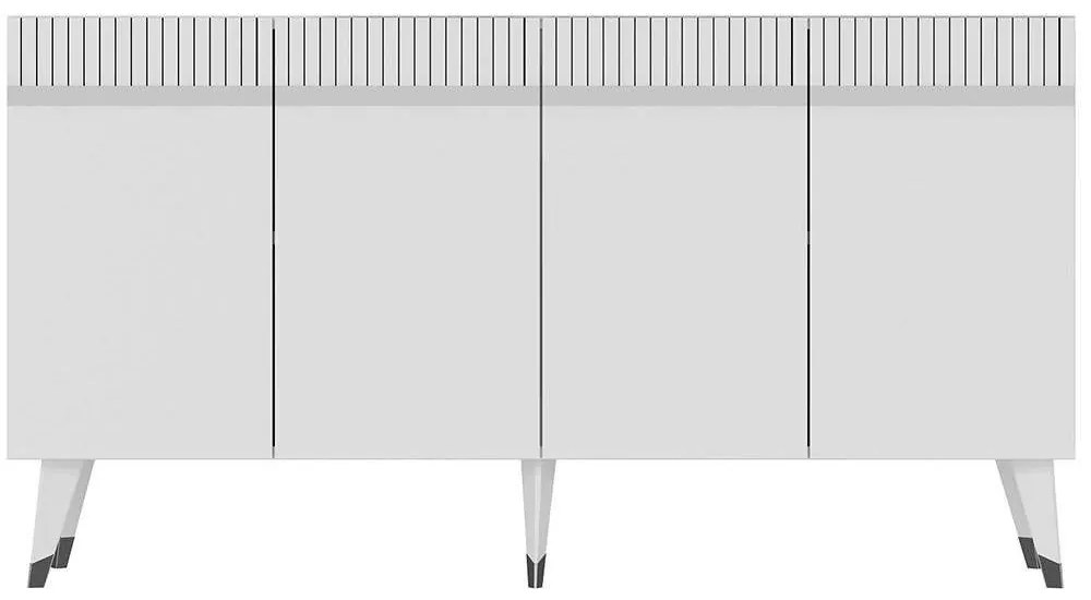 Μπουφές Defne 475OLV1740 150x40x80cm White-Silver Particle Board, Melamine