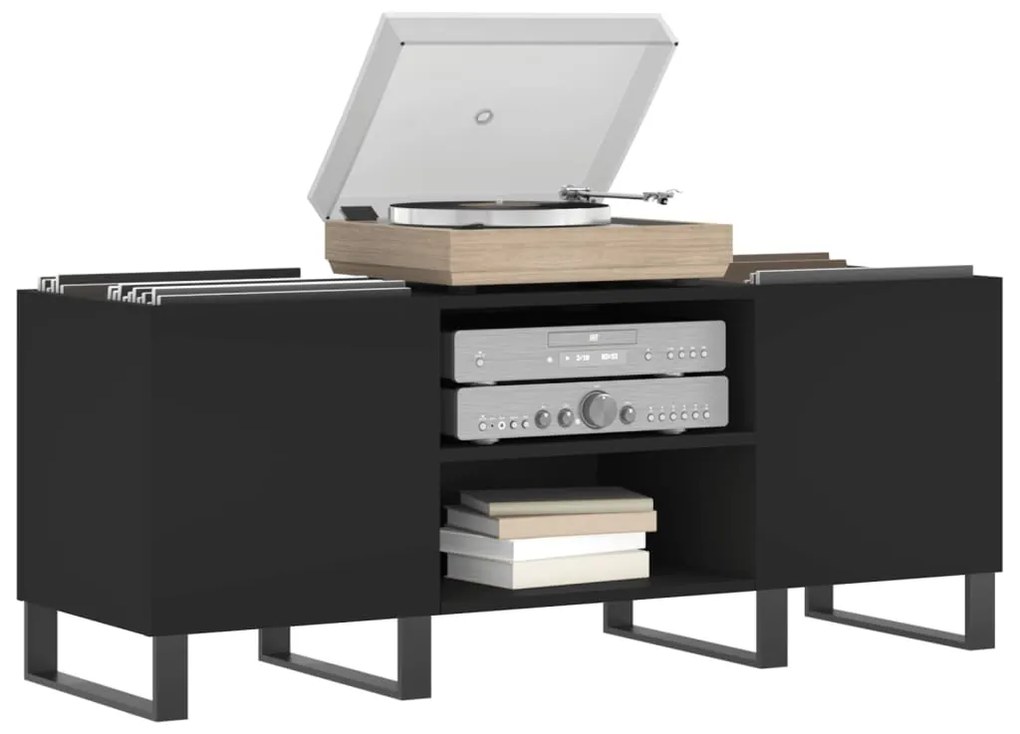 vidaXL Έπιπλο Δίσκων Μαύρο 121 x 38 x 48 εκ. από Επεξεργασμένο Ξύλο