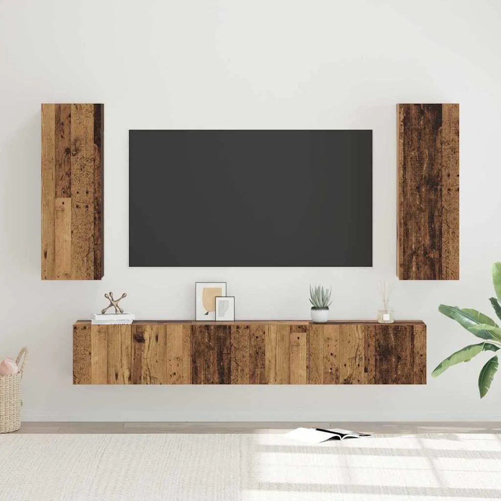 vidaXL Σετ επίπλου τηλεόρασης 4 pcs Παλαιό ξύλο 30.5 x 30 x 90 cm
