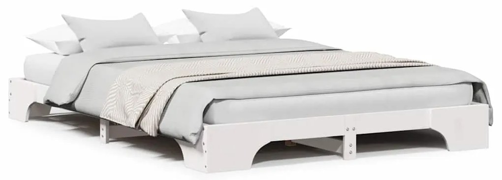 vidaXL Σκελετός Κρεβατιού Λευκό 207 x 147 x 17 εκ. Μασίφ ξύλο πεύκου