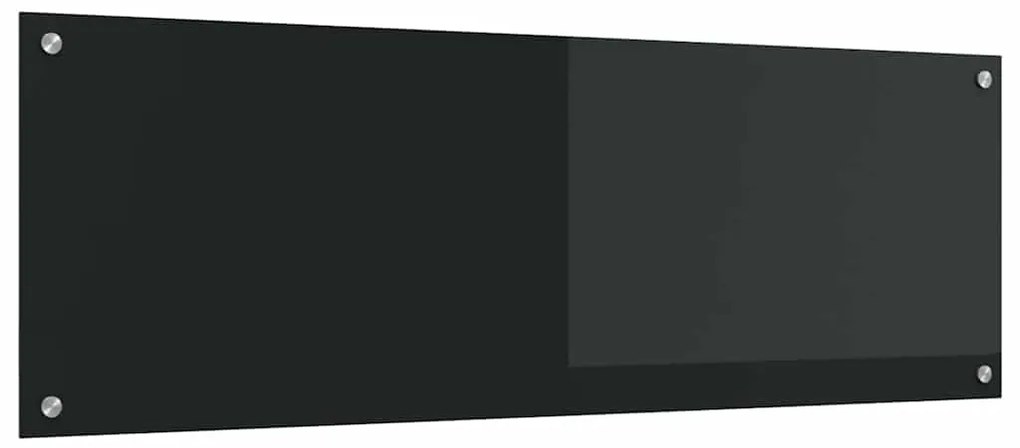 vidaXL Μαύρο Πλακάκι Κουζίνας 120x40x0,6 εκ από Γυαλί Ψημένο