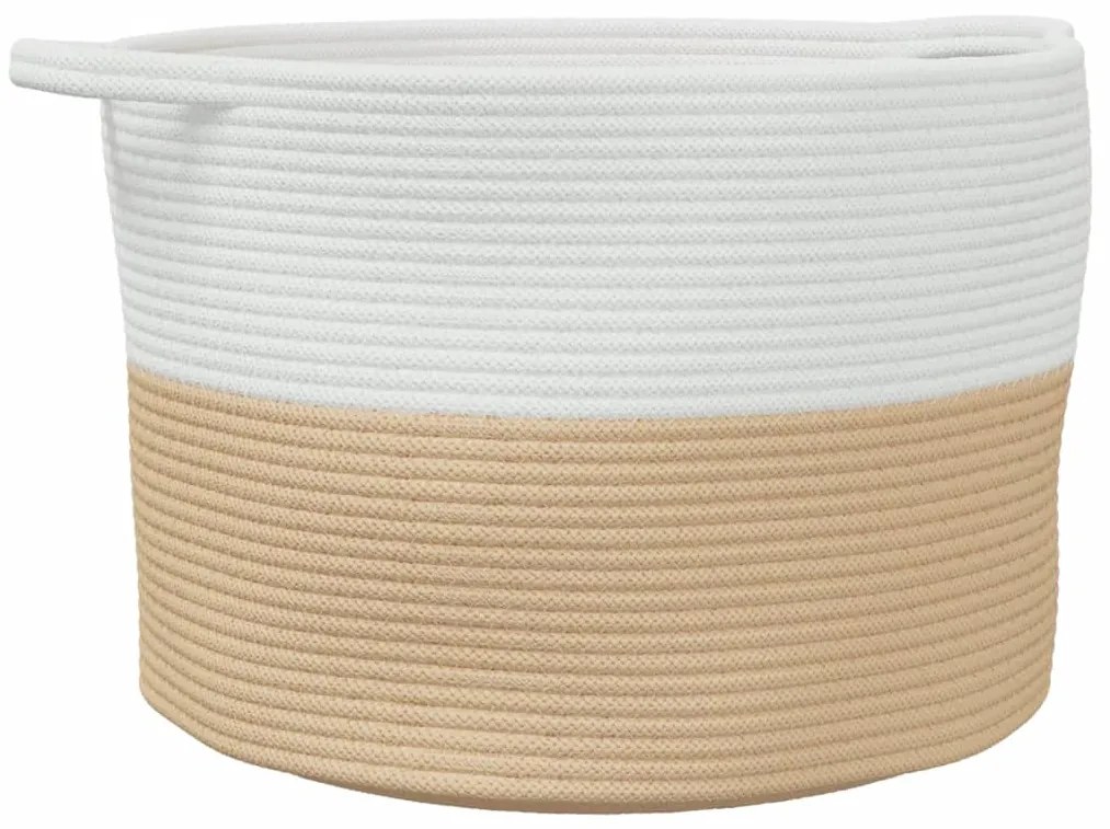 vidaXL Καλάθι Απλύτων Μπεζ και Λευκό Ø55x36 εκ. Βαμβακερό