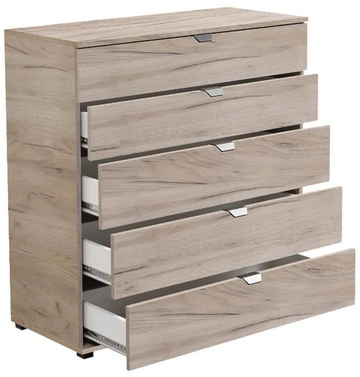 Κομότα - Συρταριέρα Duero 5F 90 Γκρί Δρύς 90x40x95 εκ. 90x40x95 εκ.