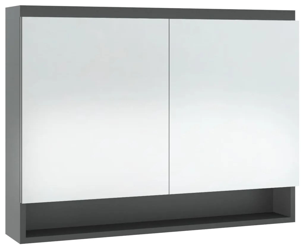 vidaXL Ντουλάπι Μπάνιου με Καθρέφτη 80x15x60 εκ. Γκρι από MDF