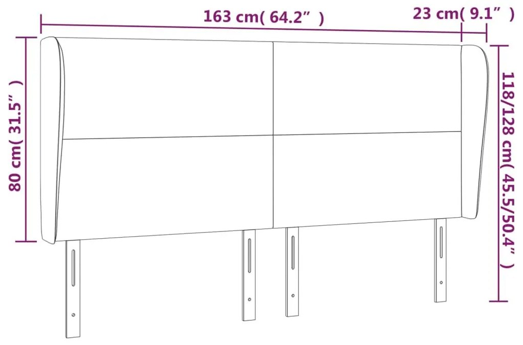 Κεφαλάρι με Πτερύγια Taupe 163x23x118/128 εκ. Υφασμάτινο - Μπεζ-Γκρι