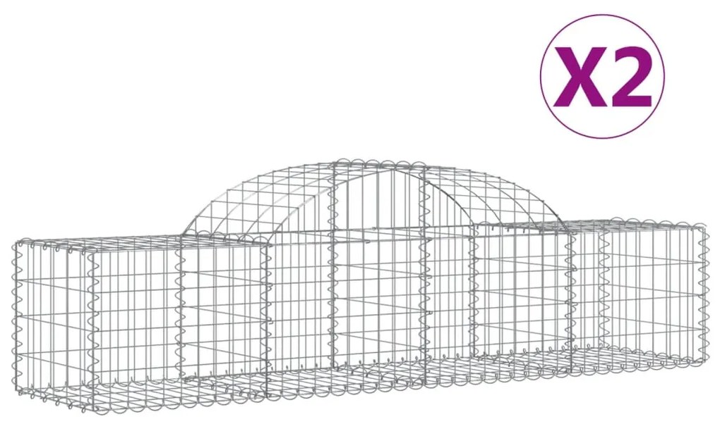 vidaXL Συρματοκιβώτια Τοξωτά 2 τεμ. 200x50x40/60 εκ. Γαλβαν. Ατσάλι