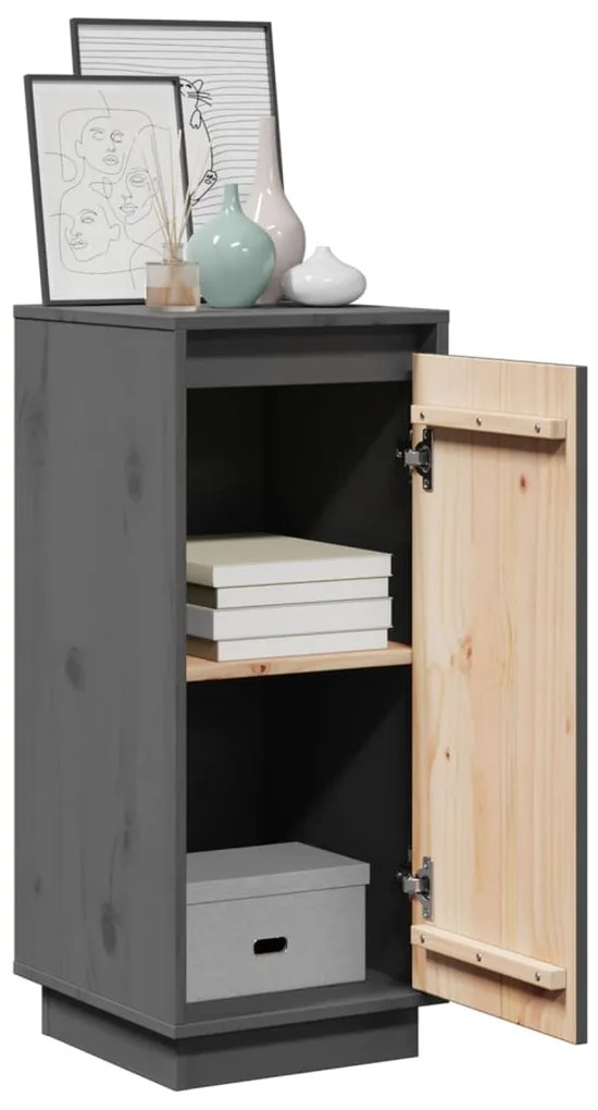 vidaXL Ντουλάπια 2 τεμ. Γκρι 31,5 x 34 x 75 εκ. από Μασίφ Ξύλο Πεύκου