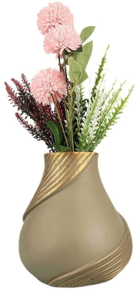 Βάζο 697ELD1227 Φ19,5x20cm Beige-Gold Aberto Design Ceramic