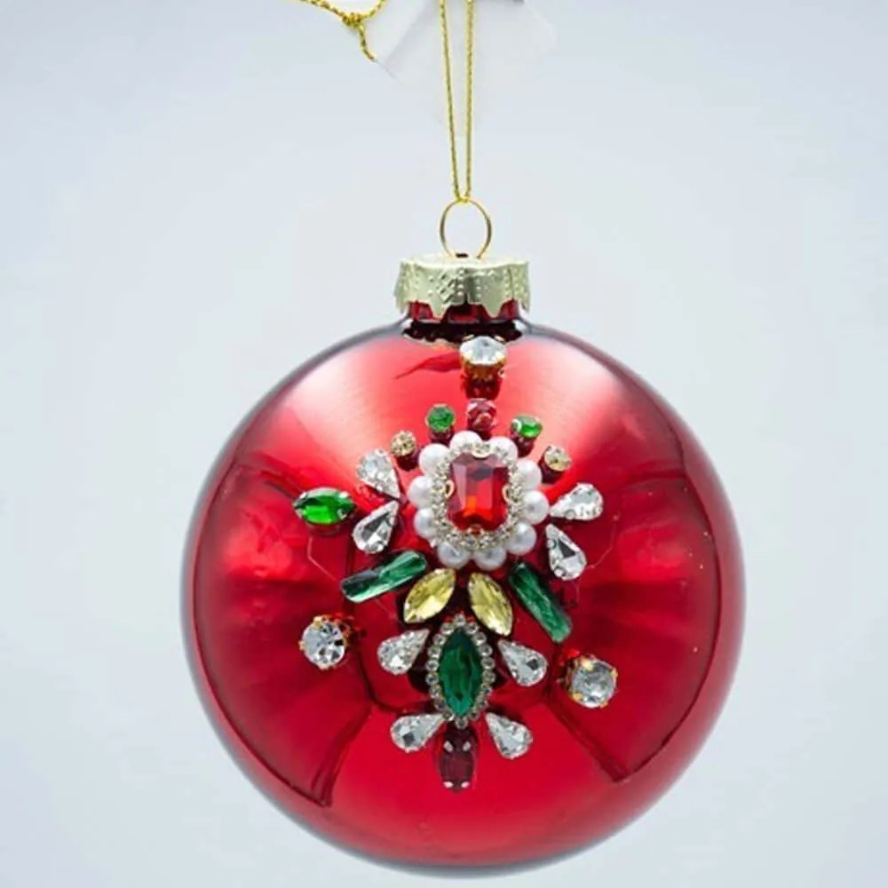Χριστουγεννιάτικες Μπάλες Πέτρες (Σετ 4Τμχ) 600-47486 10cm Red