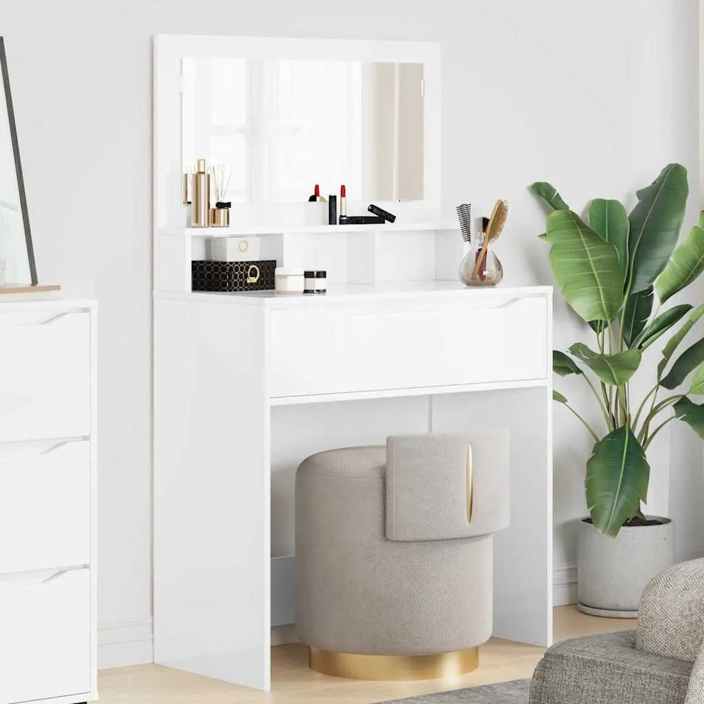 Τραπέζια Ντυσίματος Κρεβατοκάμαρας Υψηλής γυαλάδας λευκό