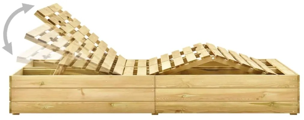 vidaXL Ξαπλώστρα Διπλή Εμποτισμένο Ξύλο Πεύκου & Μπλε Μαξιλάρια