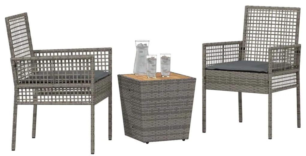 vidaXL Σετ Μπιστρό Κήπου 3 pcs Γκρι συνθετικό ρατάν