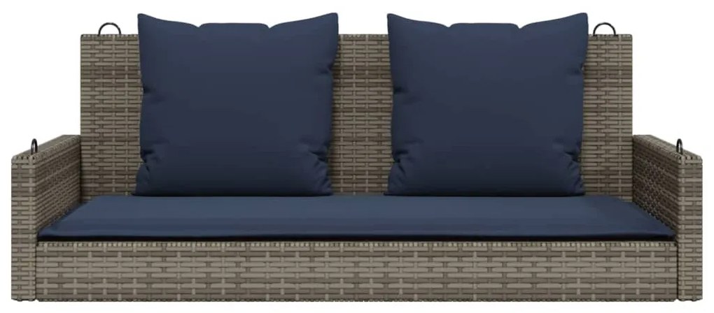 vidaXL Παγκάκι Κούνιας με Μαξιλάρια Γκρι 119 x 56 x 48 εκ. από Συνθετικό Ρατάν