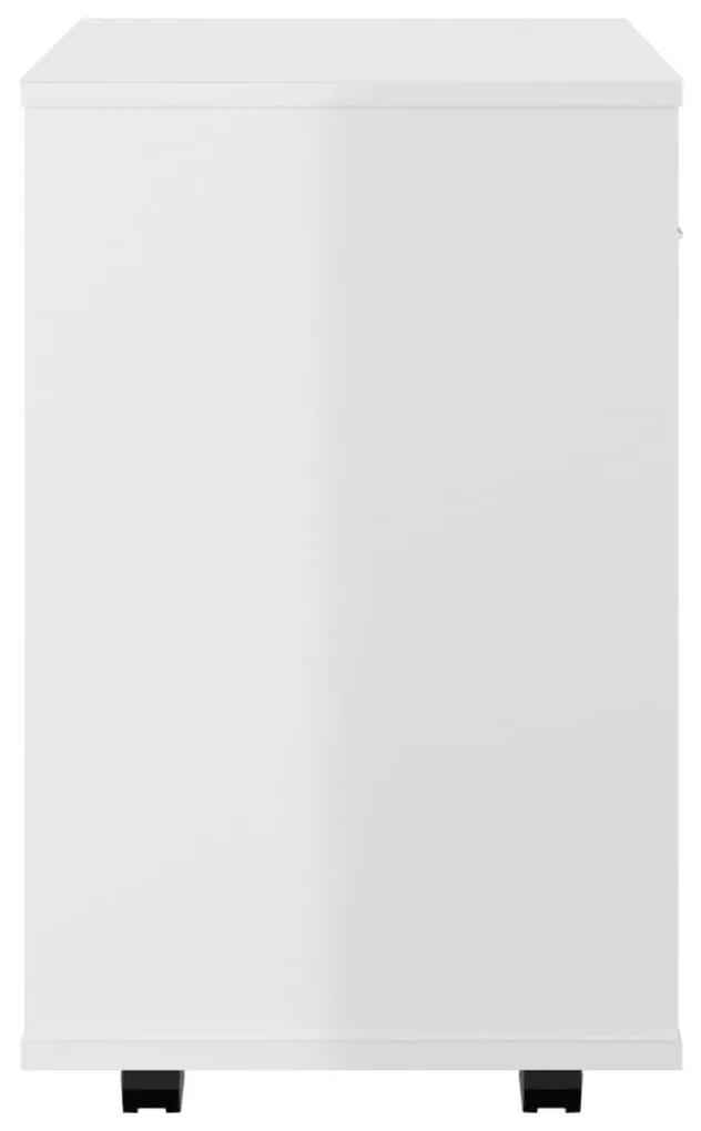 Ντουλάπι Τροχήλατο Λευκό Γυαλ. 46 x 36 x 59 εκ. από Μοριοσανίδα - Λευκό