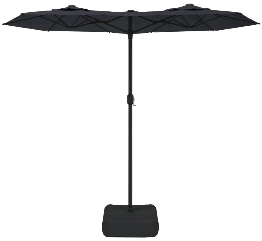 vidaXL Ομπρέλα Κήπου με Διπλή Κορυφή Μαύρη 316 x 145 εκ.