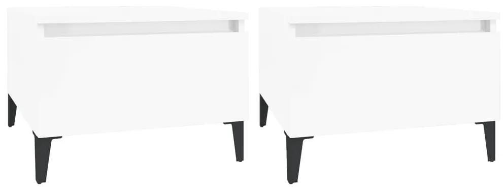 vidaXL Βοηθητικά Τραπέζια 2 τεμ. Γυαλ.Λευκό 50x46x35 εκ. Επεξ. Ξύλο