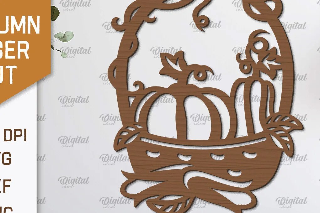 Σετ των 2 Intra απο ξύλο plywood 3mm-4mm πάχος Φθινοπωρινή διακόσμηση τοίχου με λέιζερ. Φθινοπωρινό Δίασταση 30x20 cm INTRAFABR-101606891