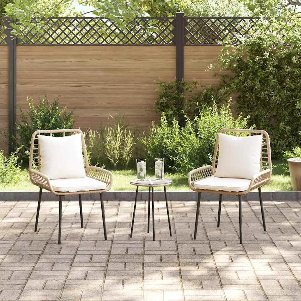 vidaXL Σέτ φαγητού για κήπο 3 pcs Καφέ, Μαύρο, Κρέμα 35 x 35 x 45 εκ
