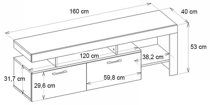 Έπιπλο τηλεόρασης Acnes Megapap χρώμα μαύρο - καρυδί 160x40x53εκ. - GP042-0242,2