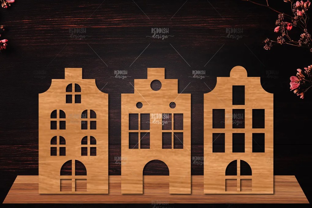 Σετ των 2 Intra απο ξύλο plywood 3mm-4mm πάχος Τρισδιάστατη βάση κοπής με λέιζερ σπιτιού Διακόσμηση σπιτιού Δίασταση 15x15 cm INTRAFABR-122870236