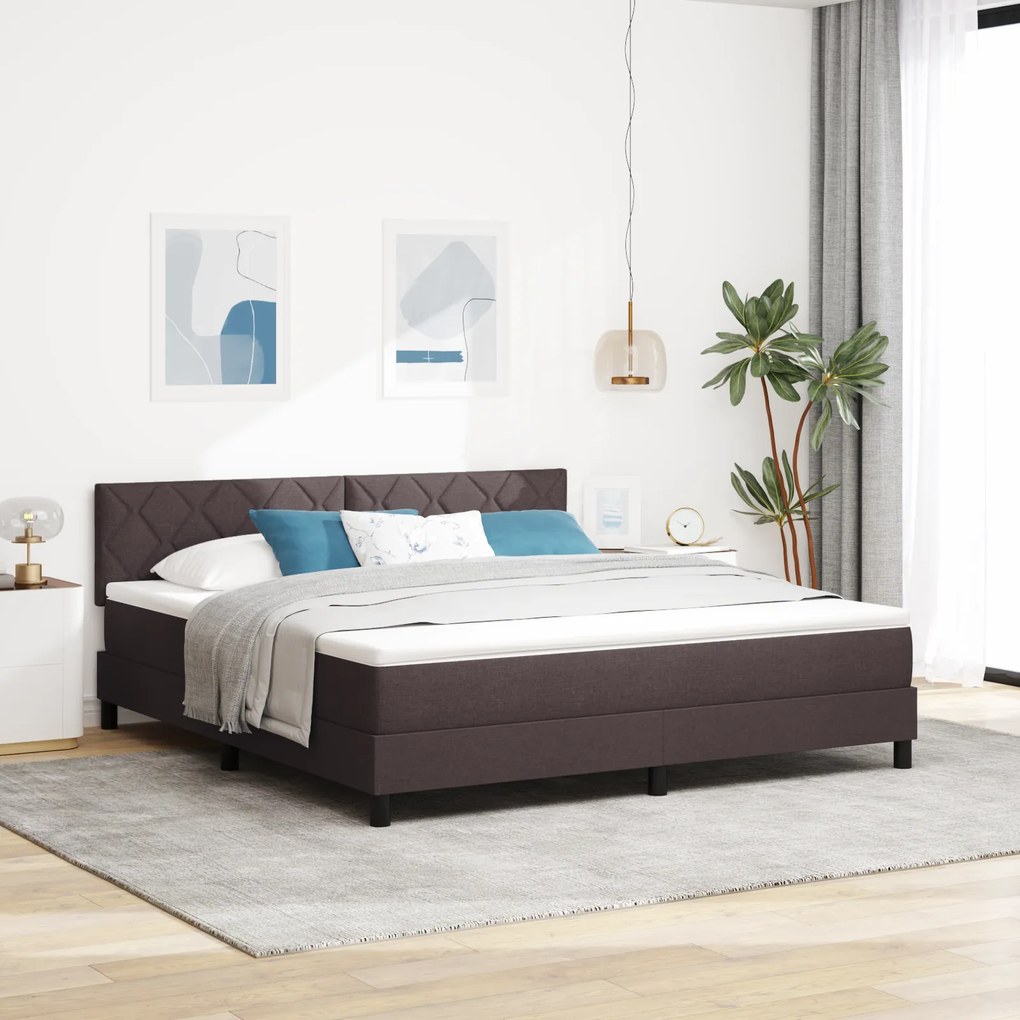vidaXL Κρεβάτι Κουτιού με Στρώμα Σκούρο Καφέ 180x200 cm Ύφασμα