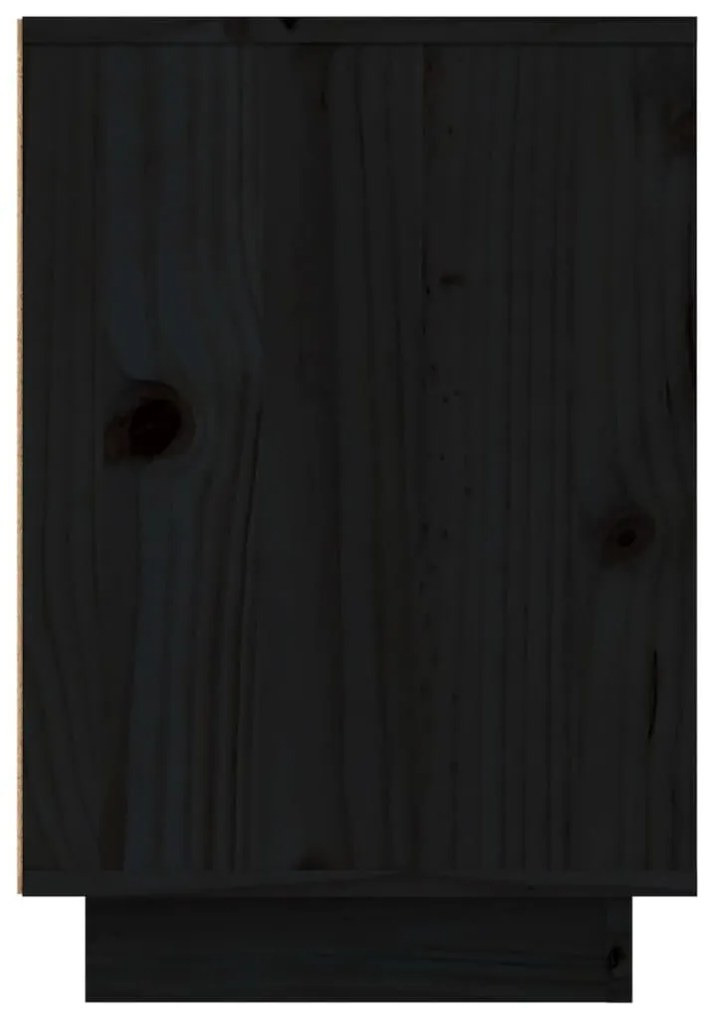 Κομοδίνο Μαύρο 50 x 34 x 50 εκ. από Μασίφ Ξύλο Πεύκου - Μαύρο