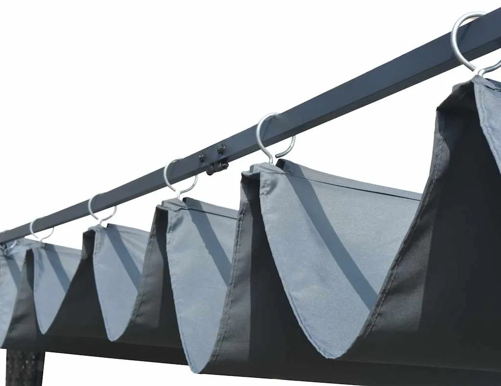 vidaXL Κιόσκι με Οροφή Γκρι/Ανθρακί 300x300x220 εκ. Συνθετικό Ρατάν