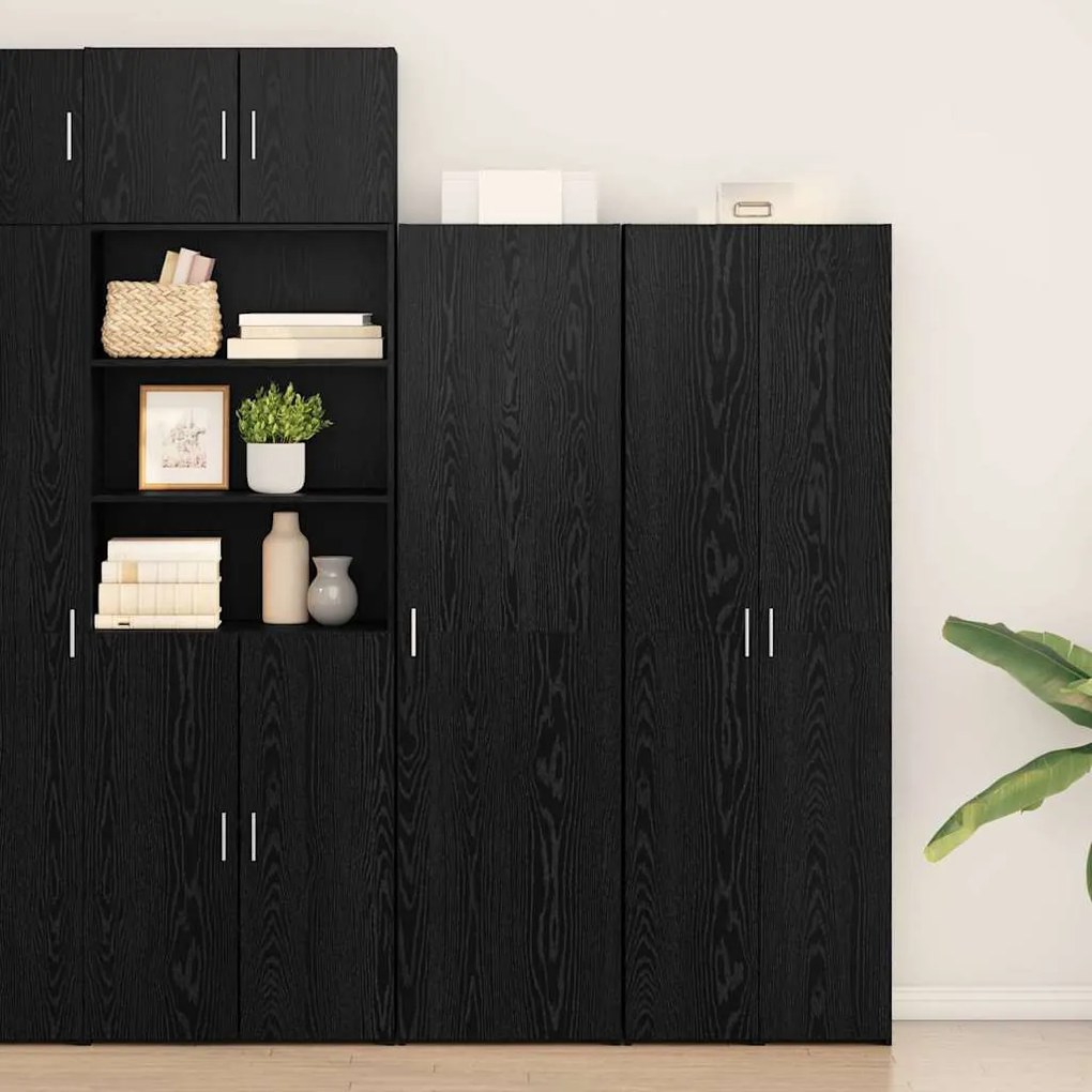 Highboard 2 pcs Μαύρη Οξυά 50 x 42,5 x 185 εκ.