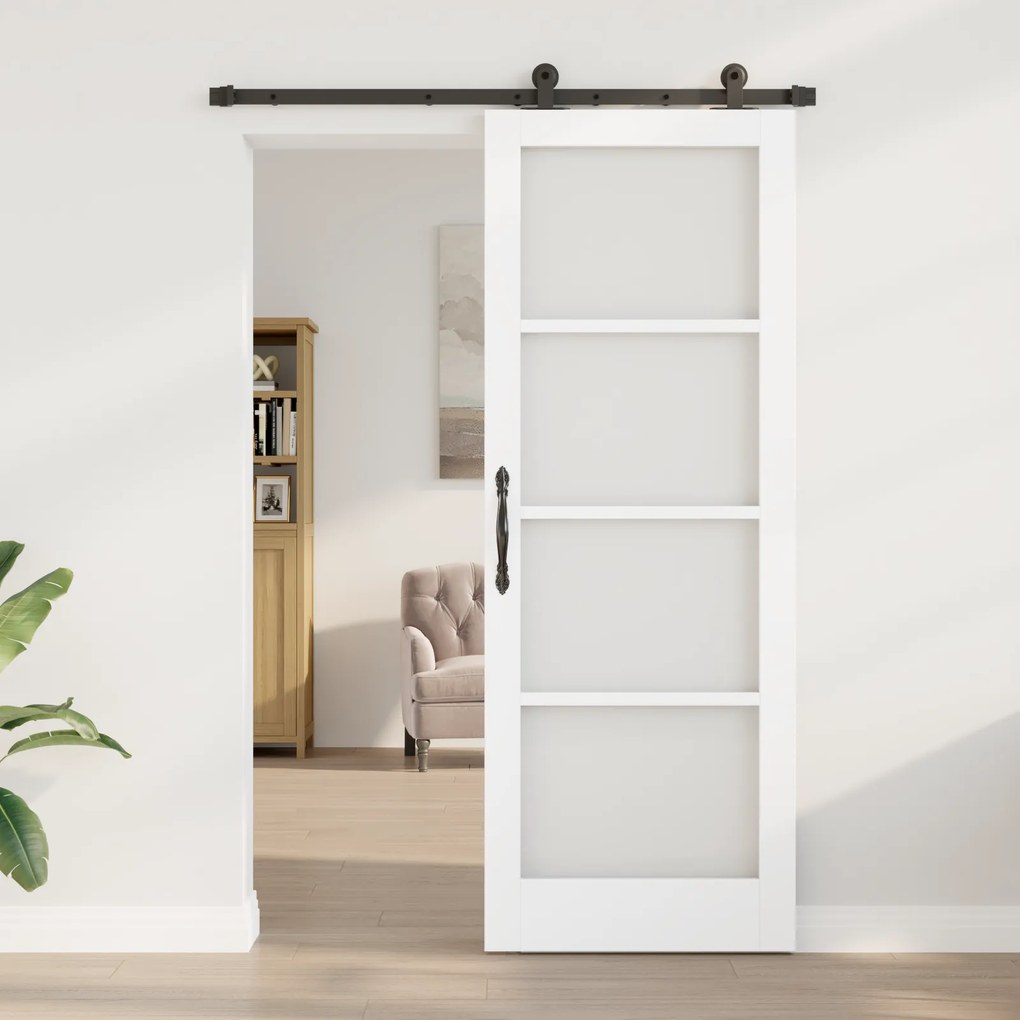 vidaXL Συρόμενη Πόρτα με Σετ Αξεσουάρ 'ORKDAL' Λευκή 78x211 εκ.