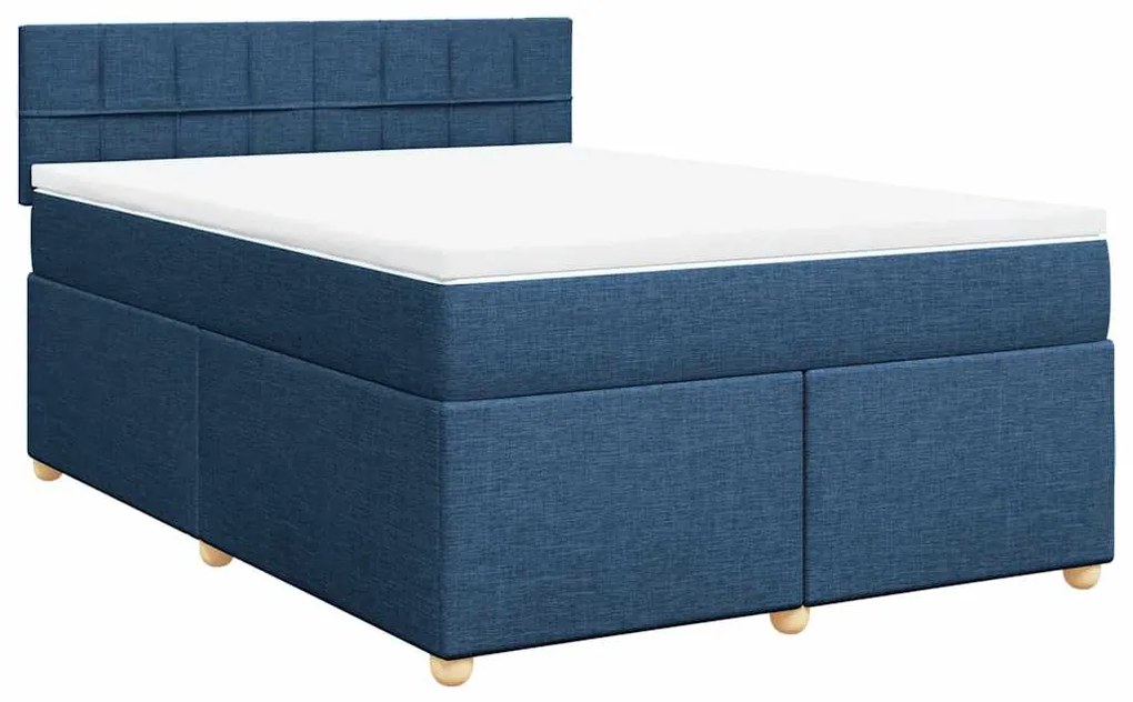 ΚΡΕΒΑΤΙ BOXSPRING ΜΕ ΣΤΡΩΜΑ ΜΠΛΕ 140X190 ΕΚ. ΥΦΑΣΜΑΤΙΝΟ 3288981