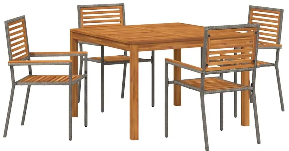 vidaXL Σέτ φαγητού για κήπο 5 pcs Γκρι Πολυ ράταν