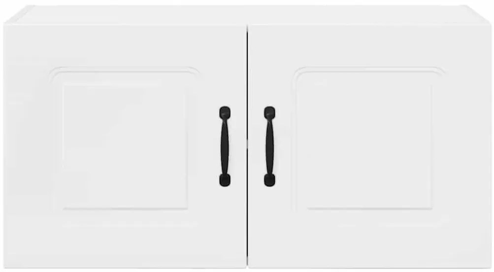 vidaXL Κρεμαστό ντουλάπι κουζίνας με ράφι Υψηλής γυαλάδας λευκό
