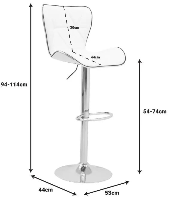 Σκαμπό μπαρ Jorine πτυσσόμενο λευκό pu- βάση χρωμίου 53x44x114εκ 53x44x114 εκ.