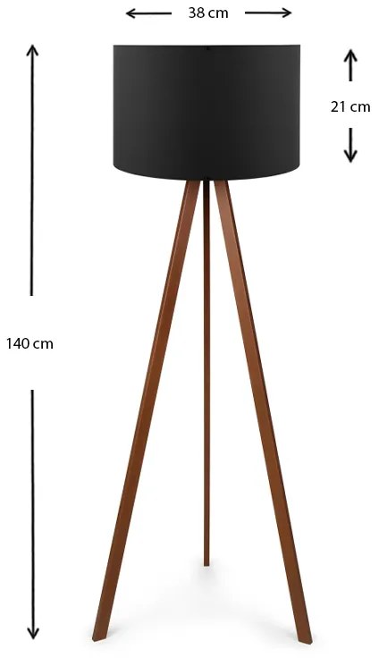 Φωτιστικό δαπέδου Rosling Megapap Mdf/ύφασμα Pvc χρωμα καρυδί/μαύρο 38x21x140εκ.