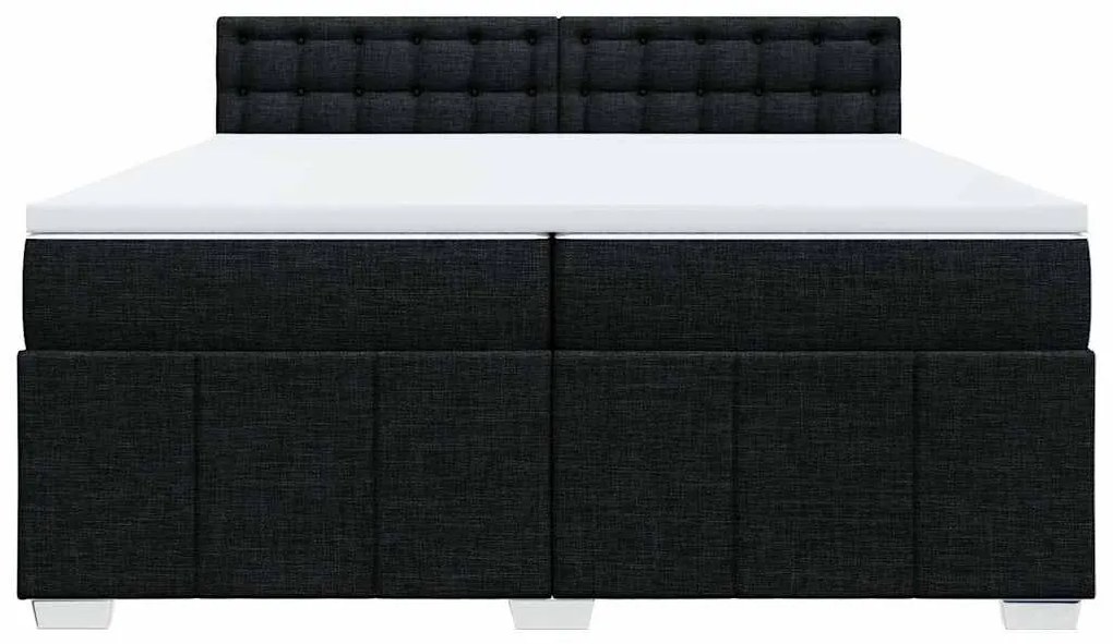 vidaXL Κρεβάτι Boxspring με Στρώμα Μαύρο 200x200 εκ. Υφασμάτινο