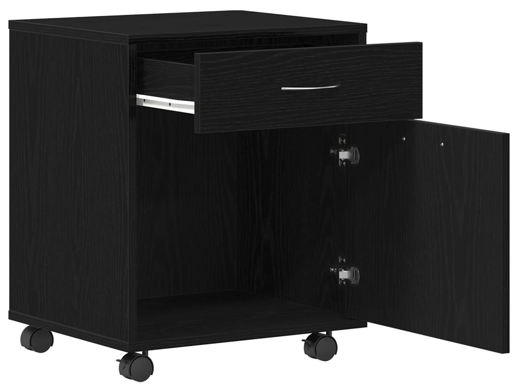 vidaXL Κιβώτιο με Ρόδες Μαύρη Δρυ 45x38x54 εκ. Επεξεργασμένο Ξύλο