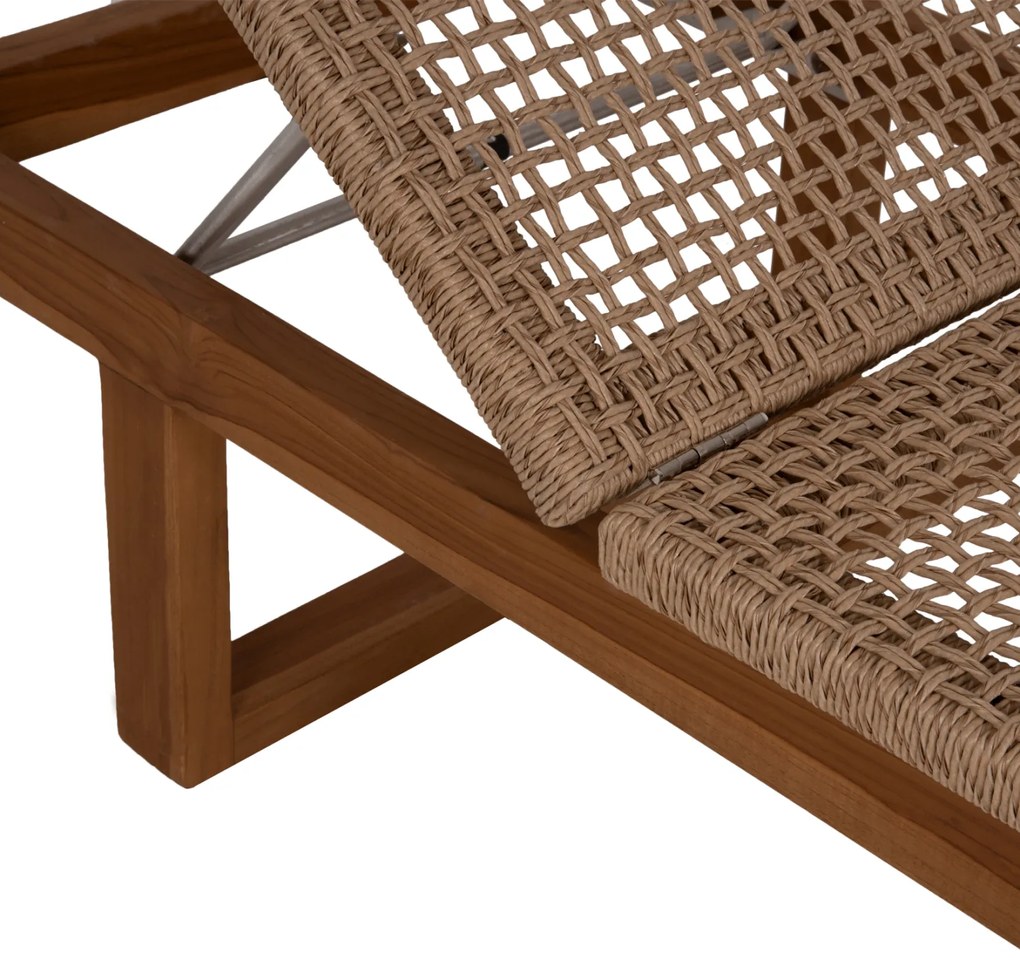 ΞΑΠΛΩΣΤΡΑ PATRON HM5993 TEAK ΞΥΛΟ ΚΑΙ ΣΧΟΙΝΙ VIRO ΣΕ ΠΛΕΞΗ WICKER 191x65x86Yεκ. - 0615231 - HM5993