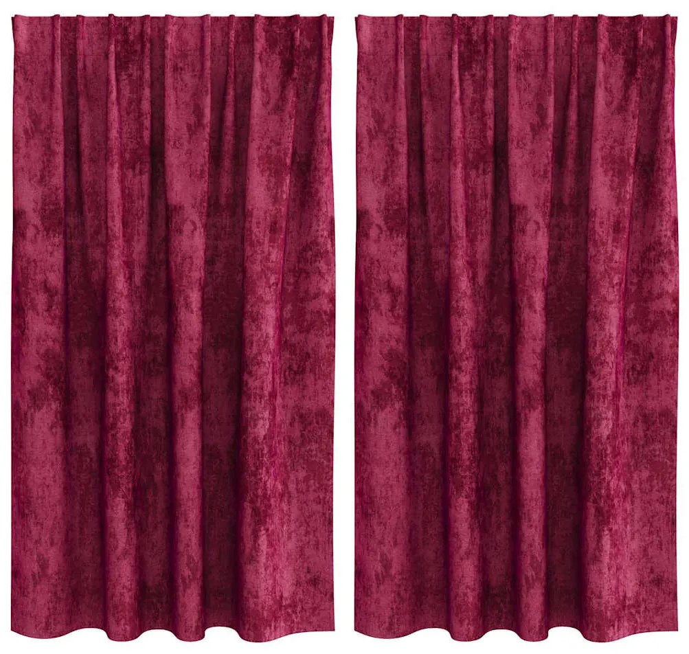 vidaXL Κουρτίνα με κουρτίνες 2 pcs Μπορντό 140 x 140 cm Βελούδο