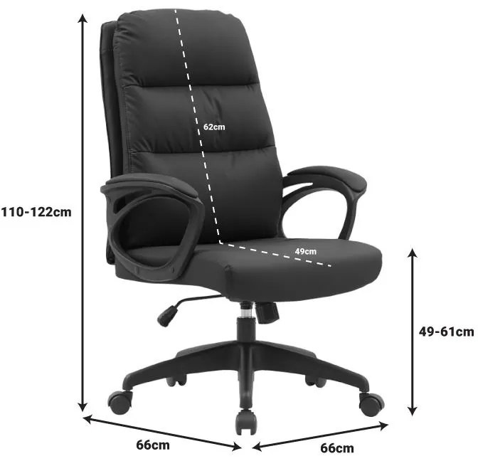 Καρέκλα Γραφείου Enfiria σε PU Μαύρη 66x66x122εκ. 66x66x110 εκ.