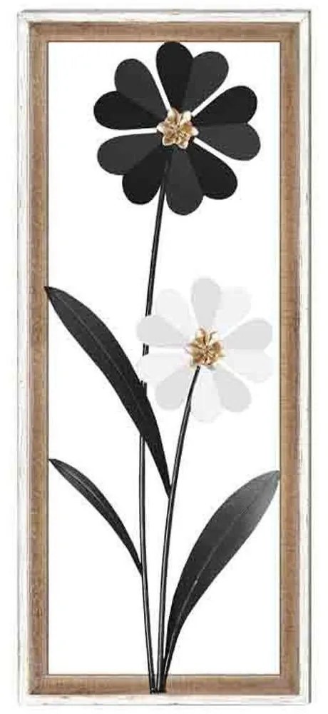 Διακοσμητικό Τοίχου Flower 125-222-349 30,5x3x71,1cm Black-White Metal,Wood