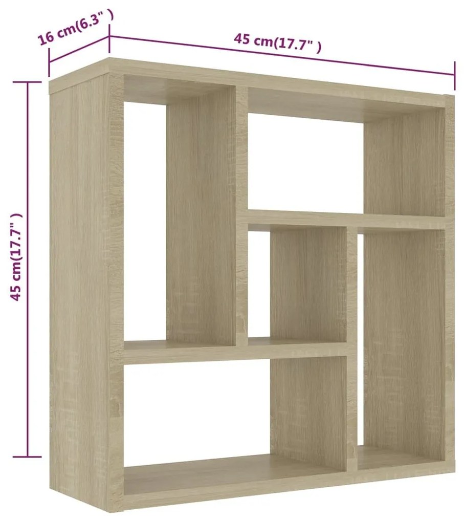 Ραφιέρα Τοίχου Sonoma Δρυς 45,1 x 16 x 45,1 εκ. από Επεξ. Ξύλο - Καφέ