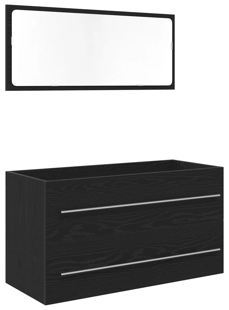 vidaXL Ντουλάπα με Καθρέφτη Μαύρη Βελανιδιά 90x45x1,5 εκ. Κατασκευασμένο Ξύλο