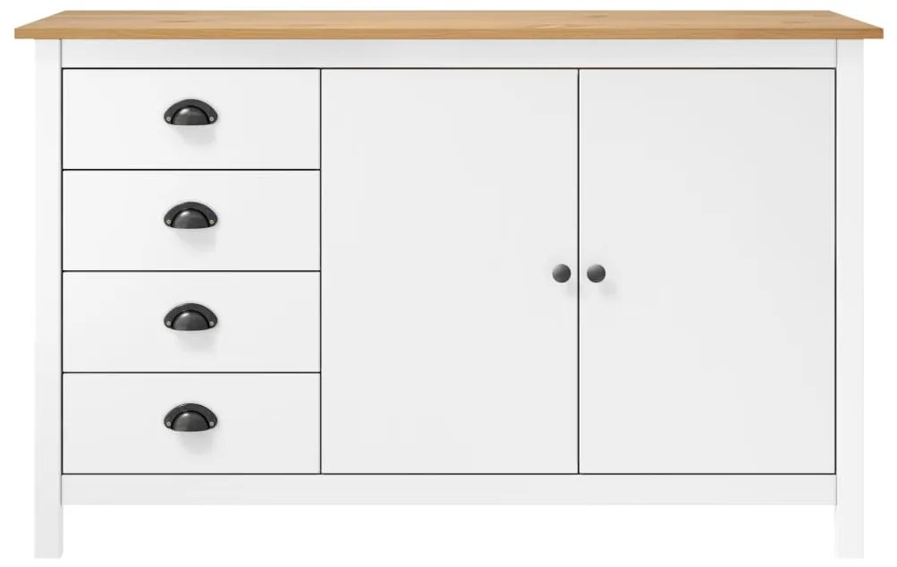 vidaXL Μπουφές Hill Λευκός 130x40x80 εκ. από Μασίφ Ξύλο Πεύκου