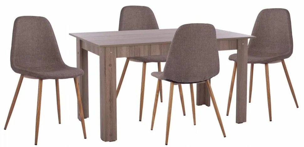 Τραπεζαρία HM11618.03 (Σετ 5τμχ) 140x80x77 Brown 4 Θέσεων