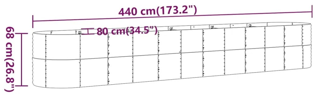 vidaXL Ζαρντινιέρα Πράσινη 440x80x68 εκ Ατσάλι με Ηλεκτρ. Βαφή Πούδρας