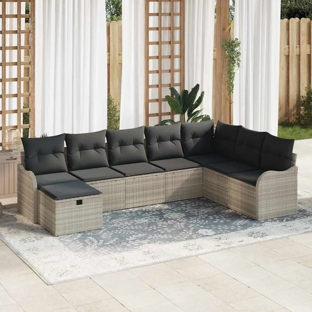 vidaXL Σετ Καναπέ Κήπου 8 pcs Ανοιχτό γκρι 287,5 x 177,5 x 85 εκ.