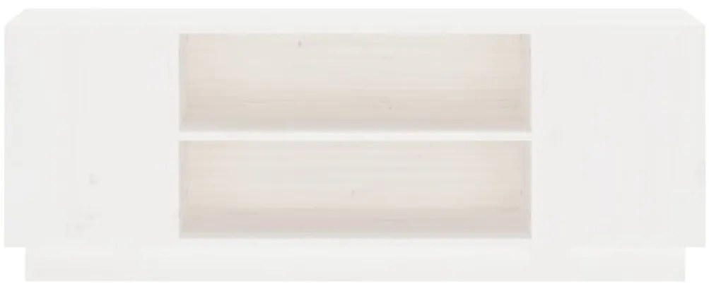 vidaXL Έπιπλο Τηλεόρασης Λευκό 110x35x40,5 εκ. από Μασίφ Ξύλο Πεύκου