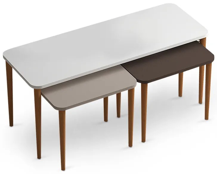 Τραπεζάκι σαλονιού και βοηθητικά τραπεζάκια Omega Megapap χρώμα λευκό - cappuccino - καφέ