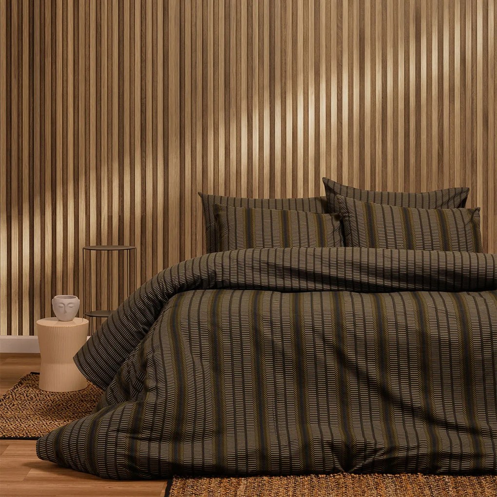 Σεντόνια King Size (Σετ) Melinen Jun Anthracite Καφέ Με Λάστιχο 180x200+32