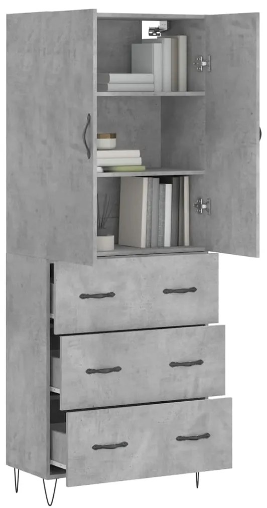 vidaXL Ντουλάπι Γκρι Σκυροδέματος 69,5x34x180 εκ. Επεξεργασμένο Ξύλο